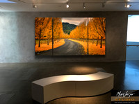 Pleasant Fall Drive metal triptych