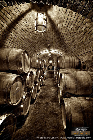 Castello Di Amorosa Barrel Room 1_sepia